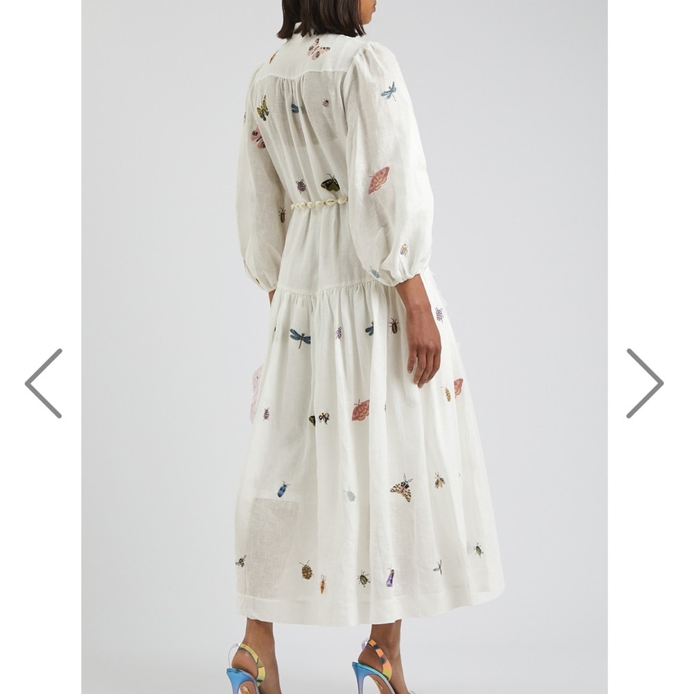 Zimmermann Embroidered Long Sleeve Linen Shirtdress Size L